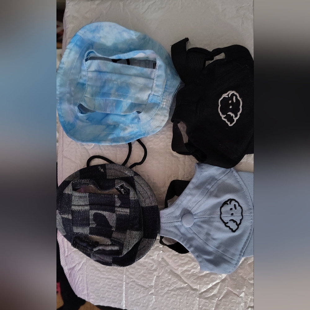 Cloud-Themed Dog Face Hat Set - Blue, Black, Gray